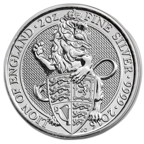 2 Troy ounce silver coin Queens Beasts Lion 2016 front