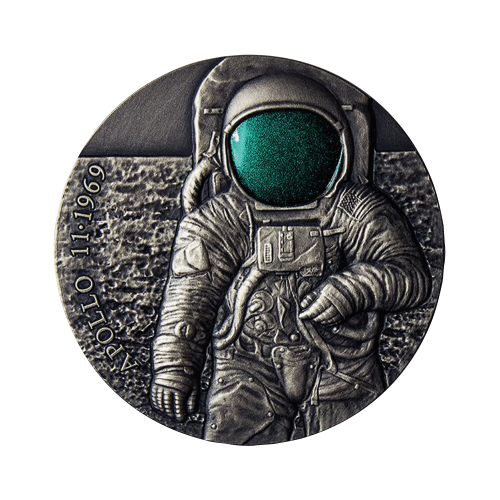 3 Troy ounce silver Apollo-11 First Step on the Moon coin 2019 front