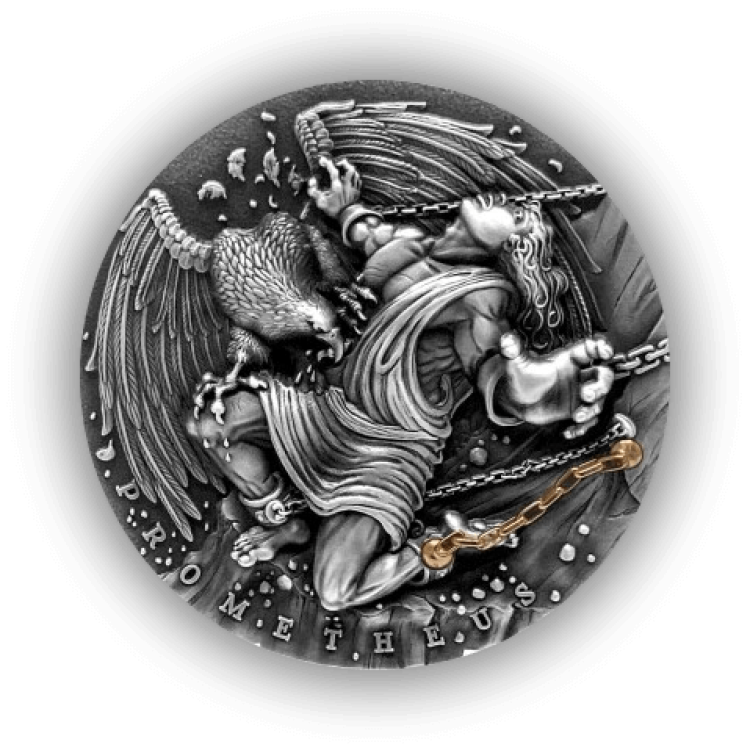 2 Troy ounce zilveren Prometheus munt 2019 voorkant