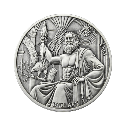 2 Troy ounce silver coin Zeus VS Leo 2021 front