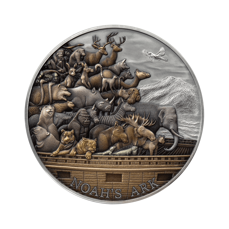 5 troy ounce zilveren munt Ark van Noach 2021 voorkant