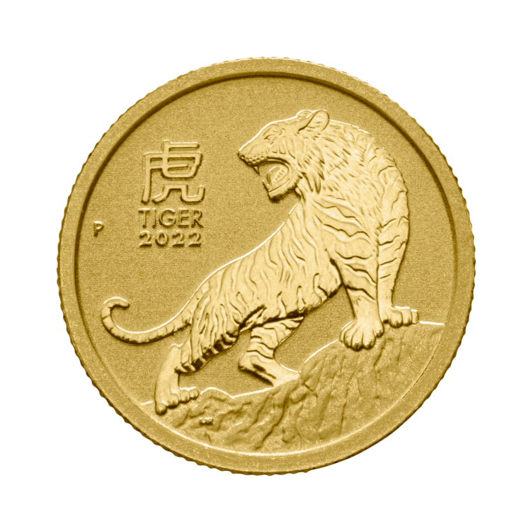 1/20 Troy ounce gouden munt Lunar 2022 voorkant