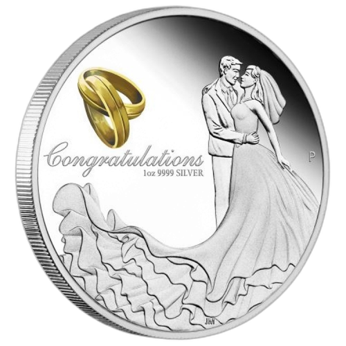 1 troy ounce silver coin wedding 2022 Proof front