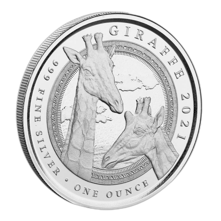 1 troy ounce zilveren munt Guinea Giraffe 2021 voorkant