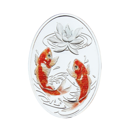 1 troy ounce zilveren munt Lucky Koi 2022 voorkant