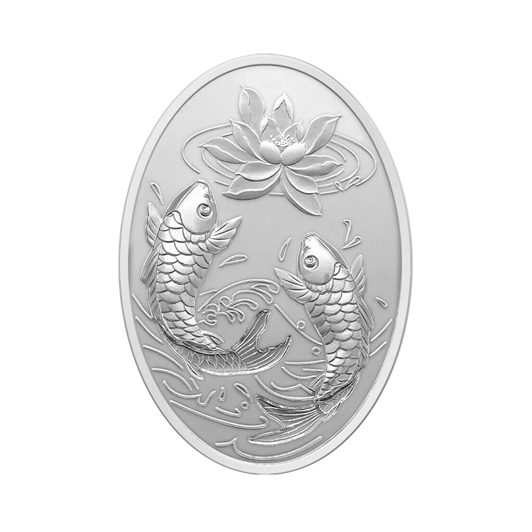 1 troy ounce zilveren munt Auspicious Koi 2022 voorkant