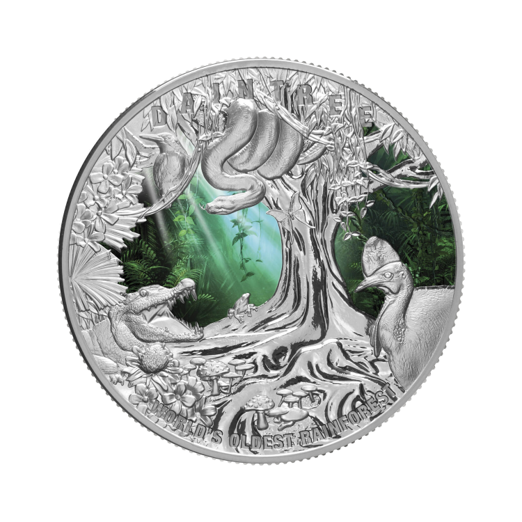 5 troy ounce zilveren munt Daintree Regenwoud 2022 voorkant