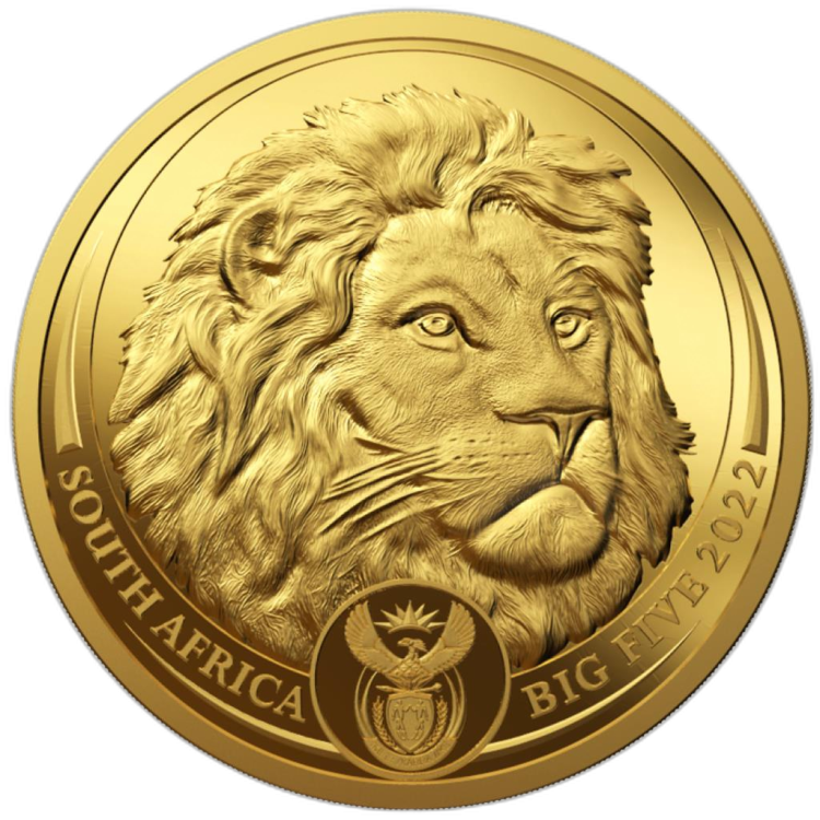 1 troy ounce gold coin Big Five lion 2022 front