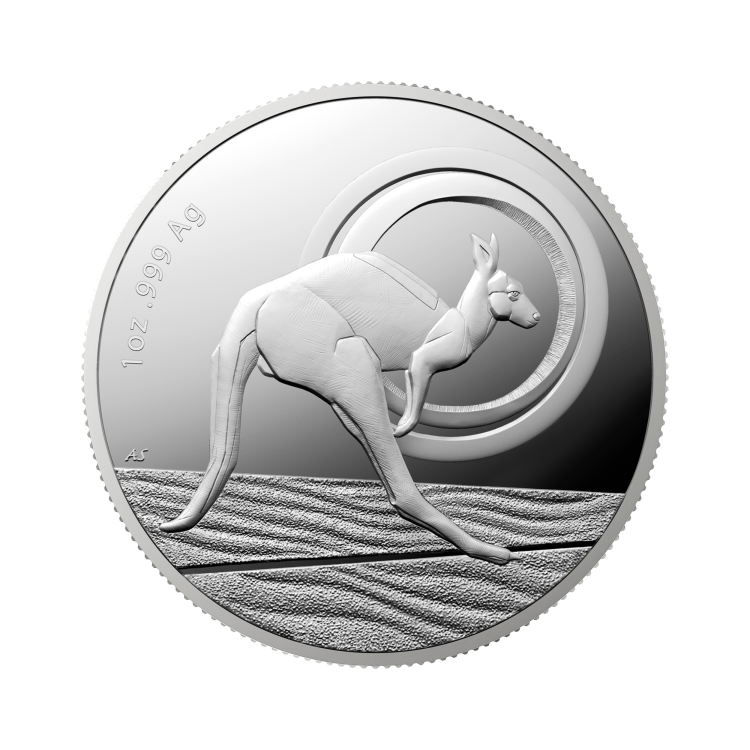 1 troy ounce zilveren munt Outback Majesty Kangaroo RAM 2021 voorkant