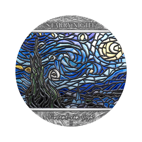 2 troy ounce silver coin Vincent van Gogh Starry Night 2022 front