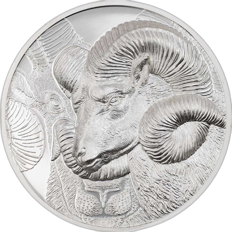 3 troy ounce zilveren munt Magnificent Argali 2022 Proof voorkant