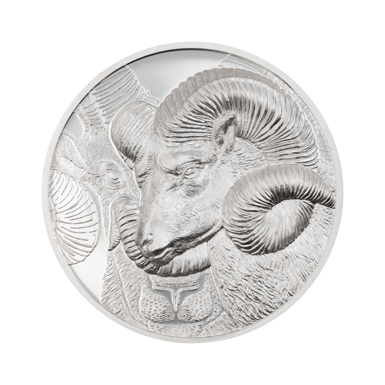 1 troy ounce zilveren munt Magnificent Argali 2022 Proof voorkant