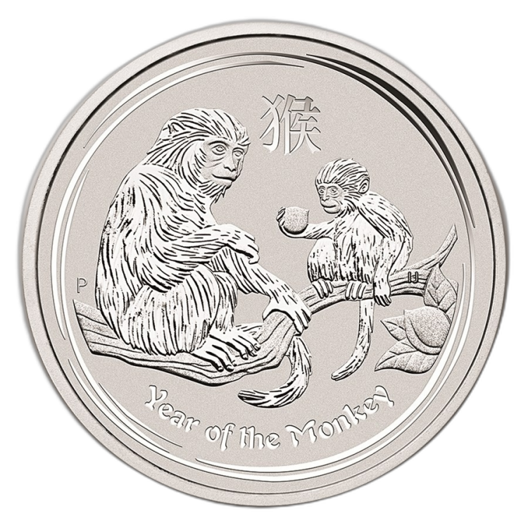 10 kilogram zilver Lunar munt 2016 - Jaar van de Aap voorkant