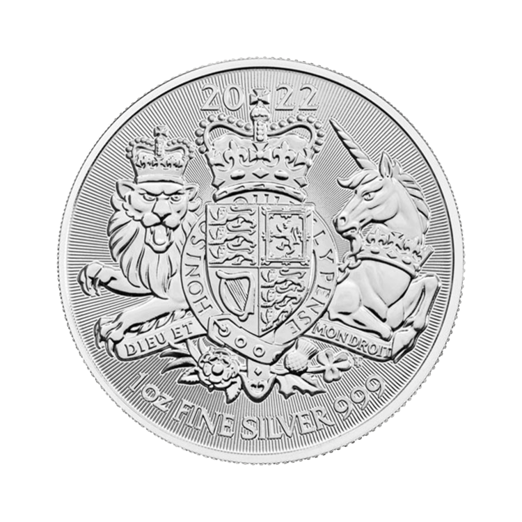 1 troy ounce zilveren munt Royal Arms 2022 voorkant