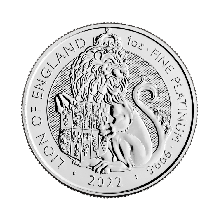 1 troy ounce platinum Tudor Beasts Lion 2022 front