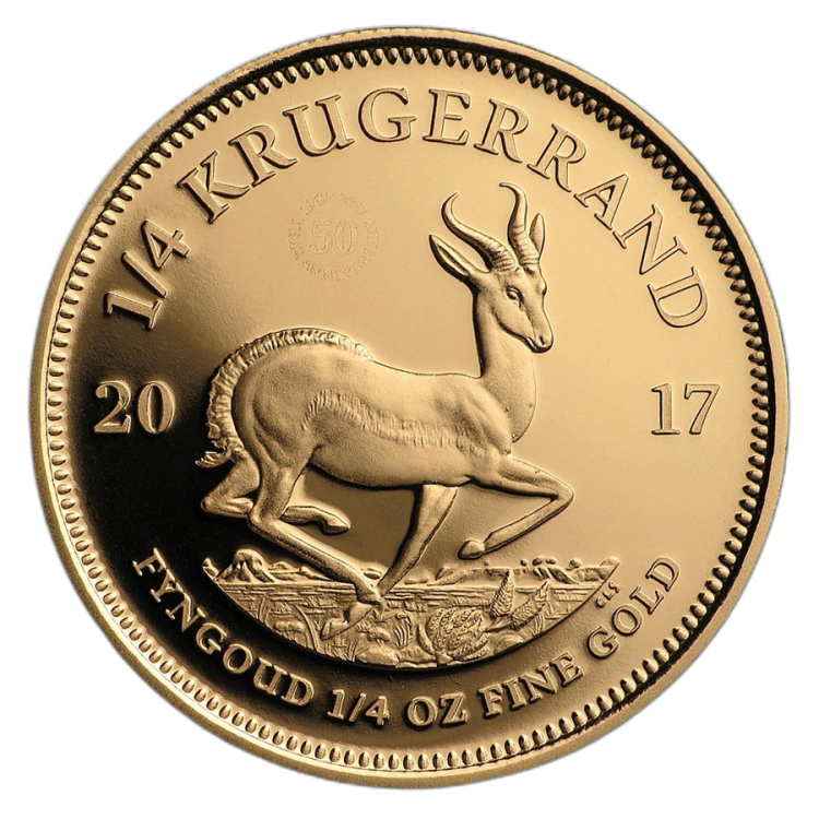 1 troy ounce gouden munt Krugerrand jubileum 2017 voorkant