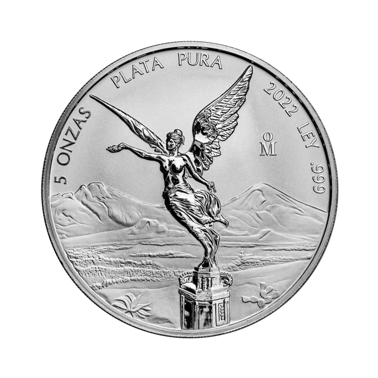 5 troy ounce silver coin Mexican Libertad 2022 front