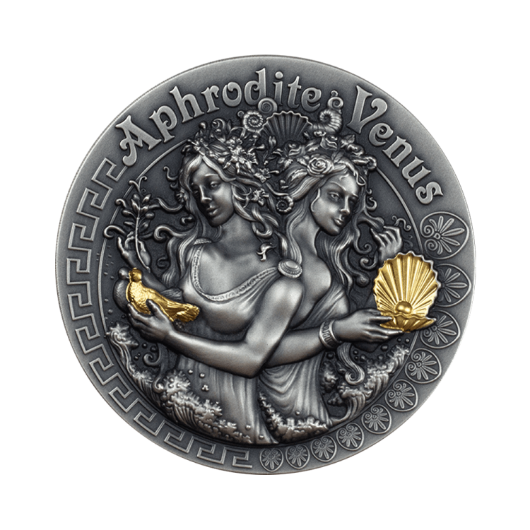 2 troy ounce zilveren munt Aphrodite en Venus - Niue 2020 voorkant