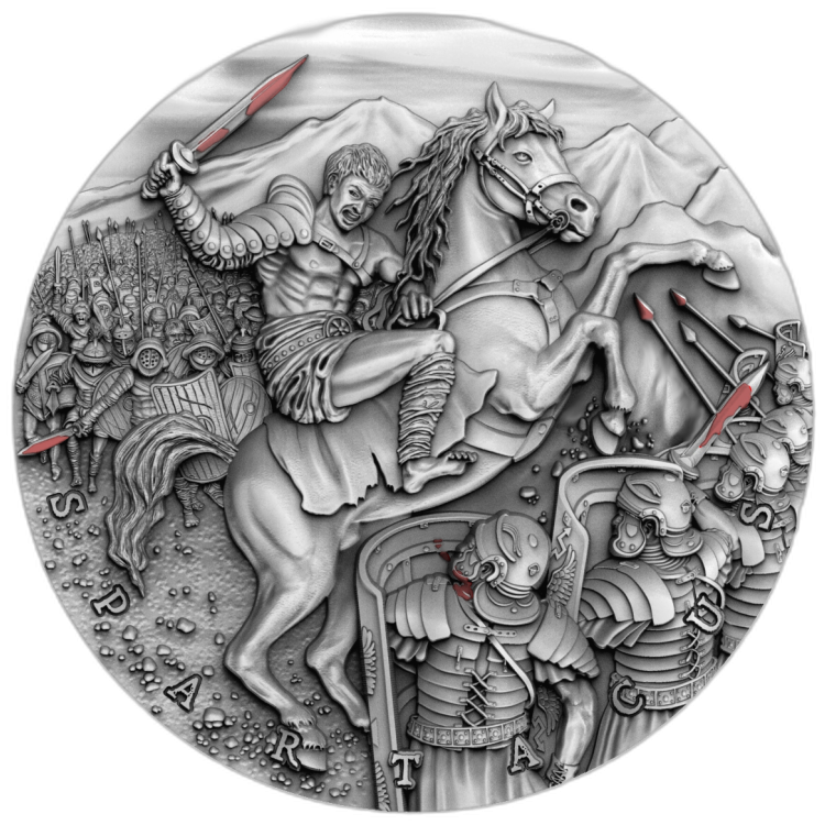 2 troy ounce zilveren munt Slave Revolt Great Commandors 5$ Niue 2019 voorkant