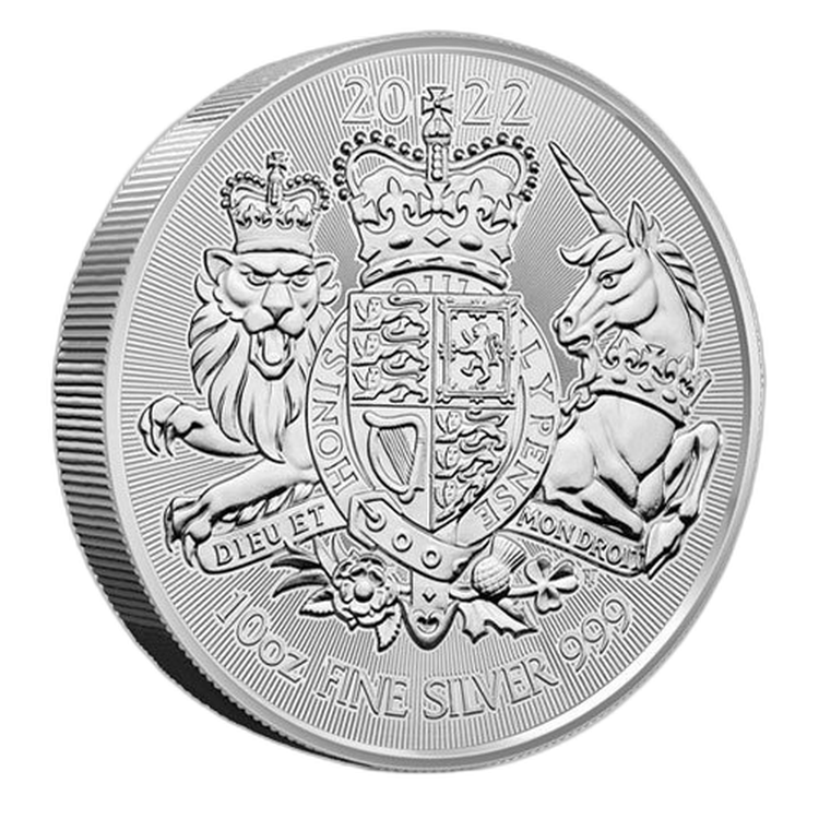 10 troy ounce zilveren munt Royal Arms 2022 voorkant