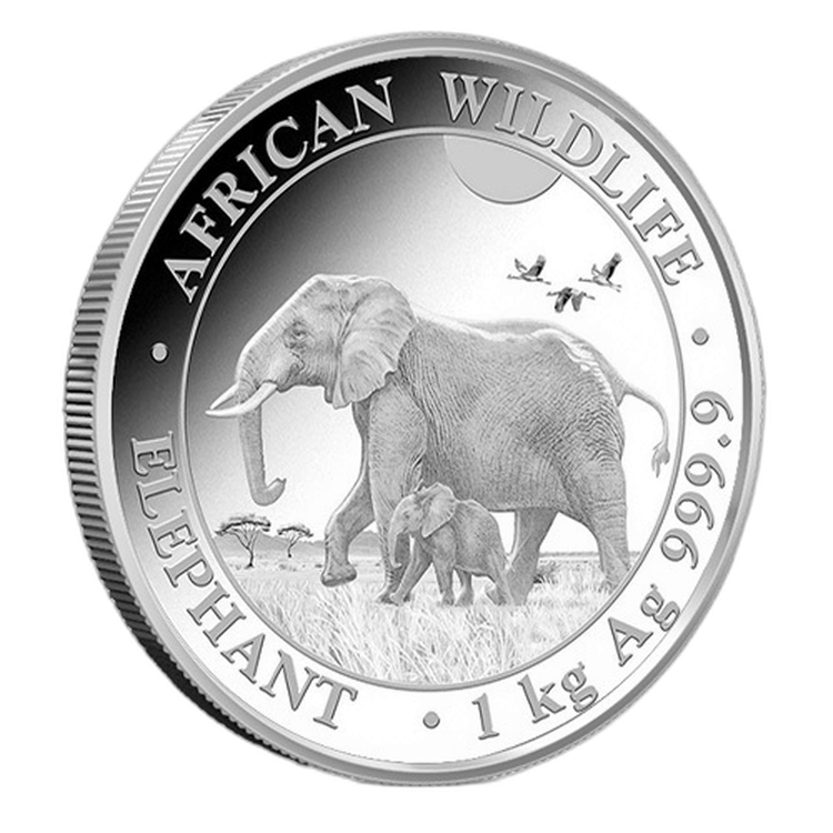 1 kilo silver coin Somalia Elephant 2022 front