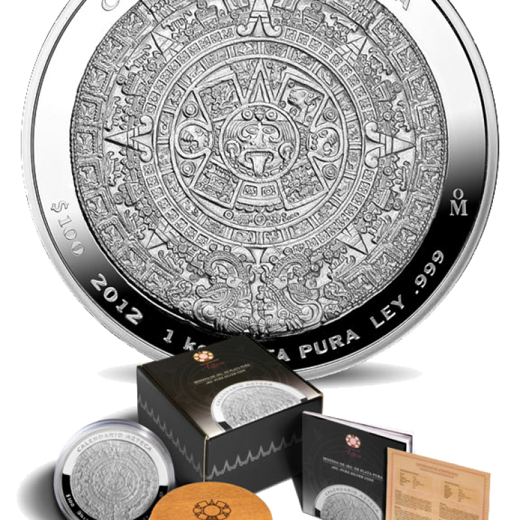 1 kilo zilver proof munt Azteken kalender 2009 voorkant