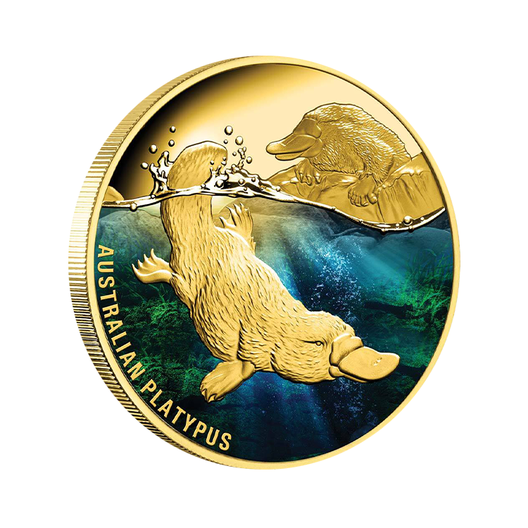 1 troy ounce gouden Platypus proof munt voorkant