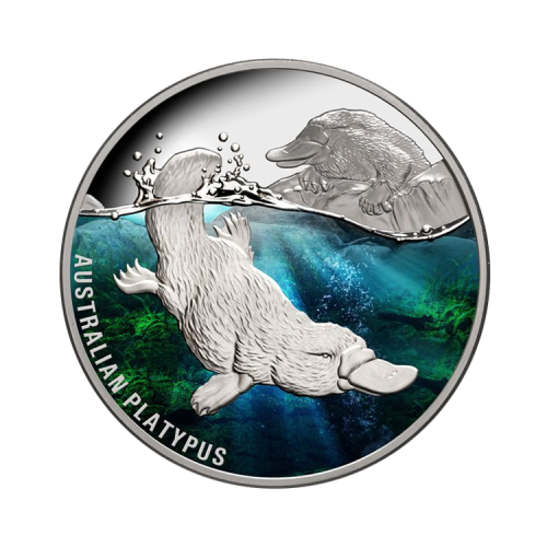 1 troy ounce zilveren Platypus proof munt voorkant