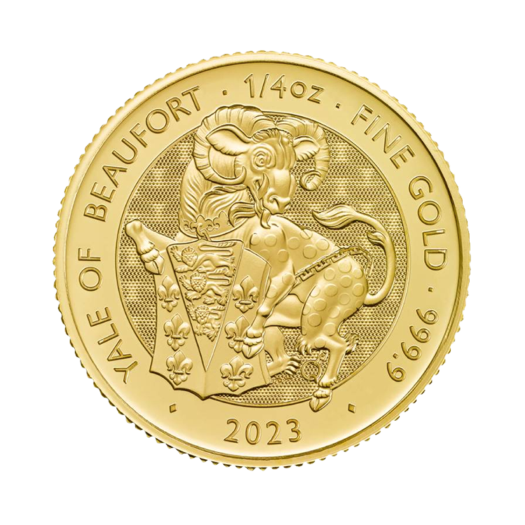 1/4 troy ounce gouden munt Tudor Beasts Yale of Beaufort 2023 voorkant
