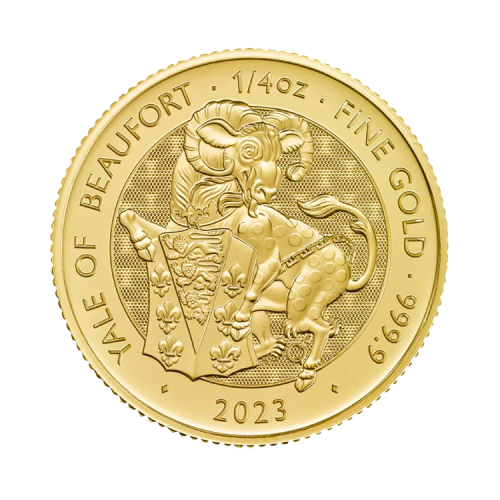 1/4 troy ounce gold coin Tudor Beasts Yale of Beaufort 2023 front