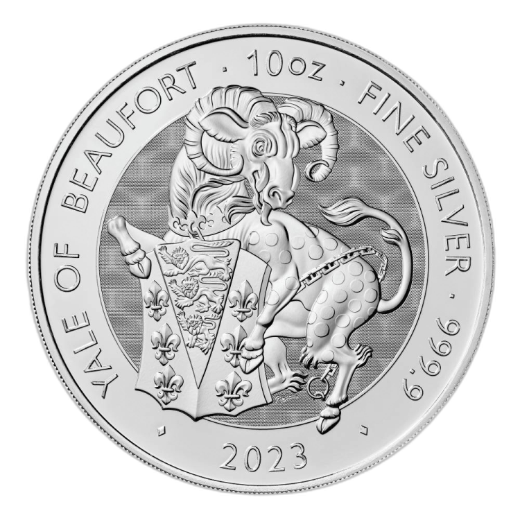 10 troy ounce silver coin Tudor Beasts Yale of Beaufort 2023 front