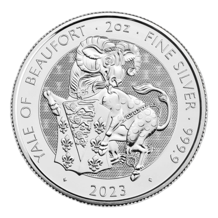 2 troy ounce silver coin Tudor Beasts Yale of Beaufort 2023 front