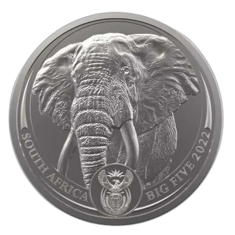 1 troy ounce platina munt Big Five Olifant 2022 voorkant