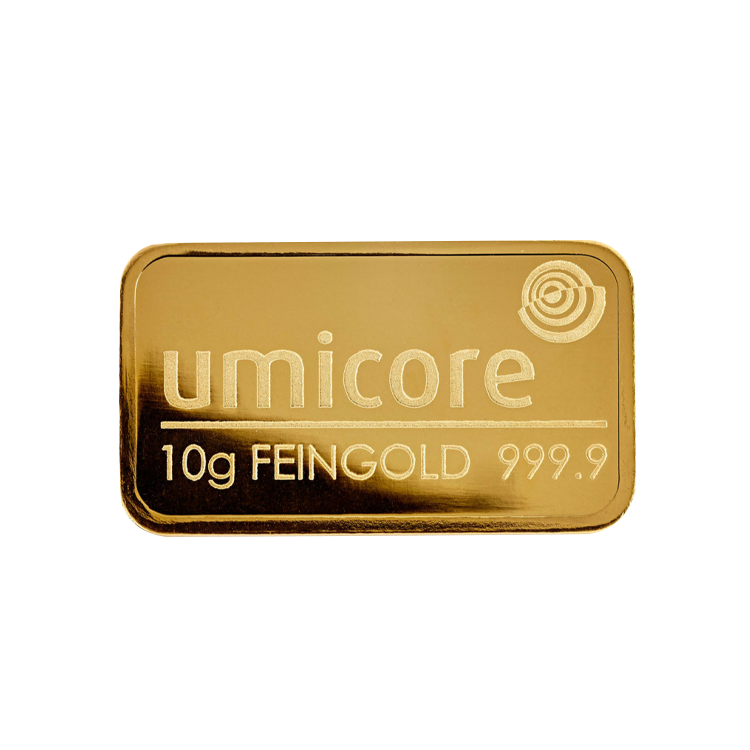 10 Gram goudbaar Umicore voorkant