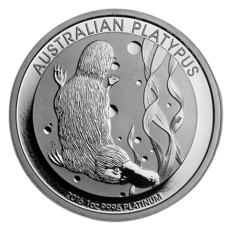 1 Troy ounce platina Platypus munt voorkant