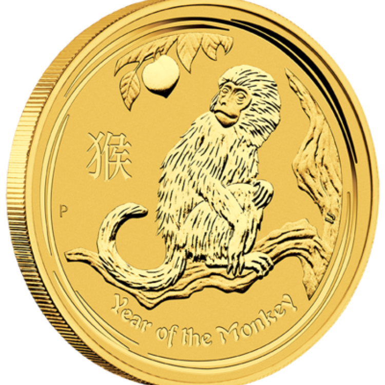 1/10 troy ounce gouden Lunar munt 2016 - het jaar van de aap voorkant