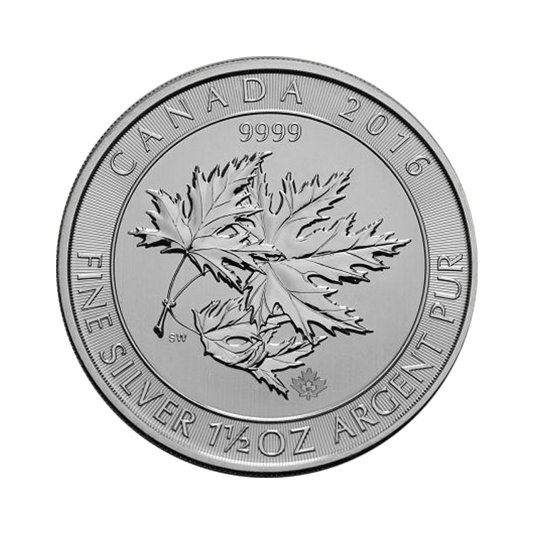 1.5 Troy ounce zilveren Multi Maple Leaf munt 2016 voorkant