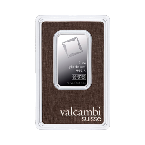 1 Troy ounce platinum bar Valcambi VAT free (storage in Switzerland) front