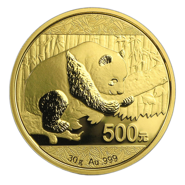 30 Gram goud Panda munt 2016 voorkant