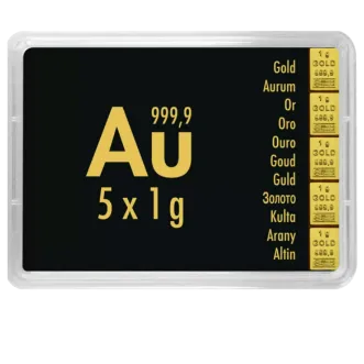 Gold combibar of 5 x 1 gram