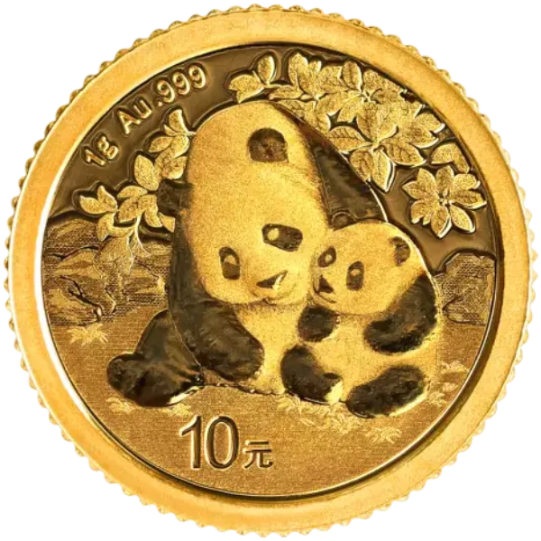 Gouden Panda munt van 1 gram