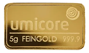 Umicore 5 gram gold bar