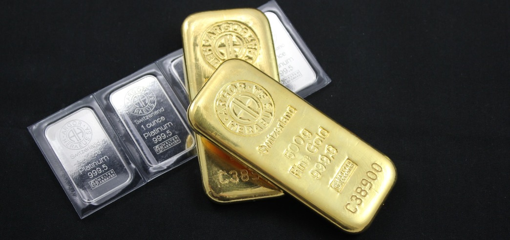 Gold bars and platinum bars